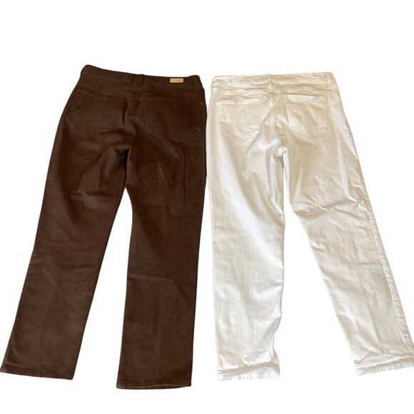 Bundle of 2 Pairs of Gloria Vanderbilt Jeans Sz 10P & 10 Brown & White #327C - Picture 2 of 7
